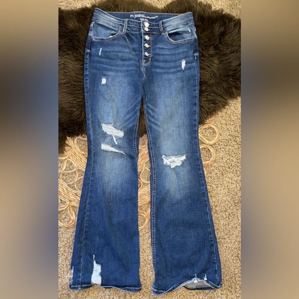 Maurices High Rise Distressed Blue Jeans